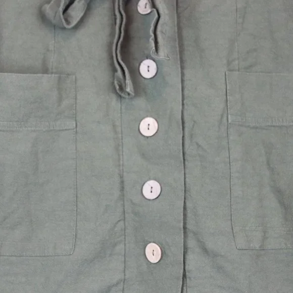 Hesperus Paper Bag Cargo Olive Green Full Button Down Skirt - Picture 4 of 5